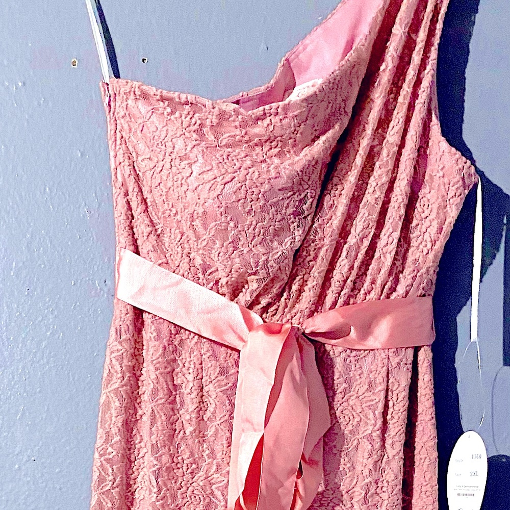 One shouldered Pink Floral long dress